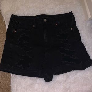 Black American Eagle Mom Shorts